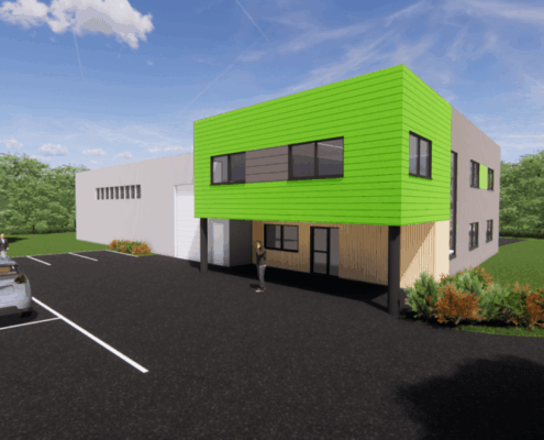 Ouest Habitat Couverture - Nouveaux locaux à Geneston - Visuel en 3D